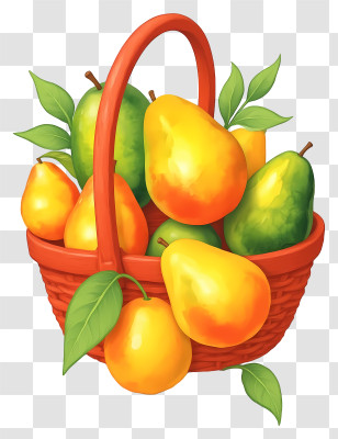 Mangos In Woven Basket - Mixed Fruits In A Basket Transparent PNG