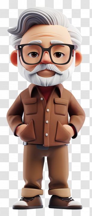 Old Man - Friendly 3D Cartoon Old Man Character Design Transparent PNG