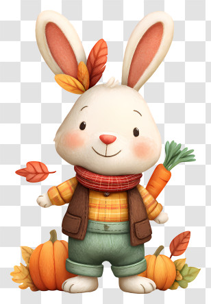 Thanksgiving Bunny - Cute Bunny Holding Carrot Transparent PNG
