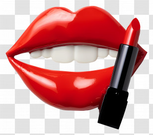 Emoji - Red Lips With Lipstick Transparent PNG