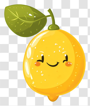 Cartoon Lemon - Yellow Cartoon Lemon With Smiling Face Transparent PNG