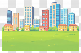 World Habitat Day - City Skyline And Homes With Green Space Transparent PNG