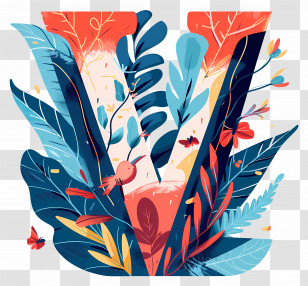 Letter V - Floral Decorative Letter V Design Transparent PNG