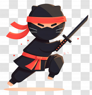 Ninja Day - Cute Ninja Cat Illustration Transparent PNG