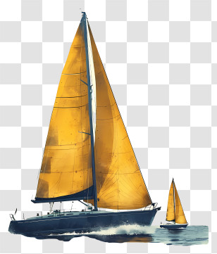 Sailboats - Sailing Boats With Yellow Sails Illustration Transparent PNG
