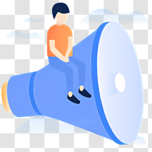 Megaphone - Person Sitting On Megaphone Transparent PNG