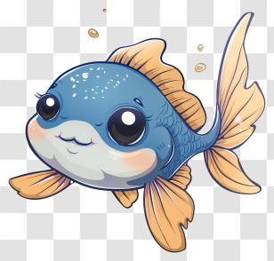 Cute Fish - Adorable Cartoon Goldfish Illustration Transparent PNG