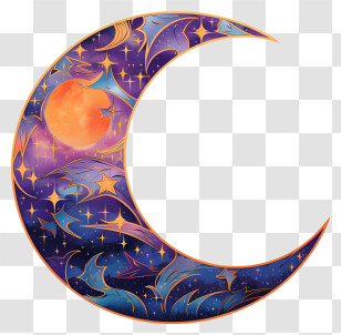 Multicolored Paints Moon And Star - Colorful Crescent Moon With Stars Illustration Transparent PNG