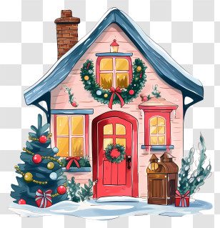 Christmas Decorations - Festive Cozy Christmas House Decoration Transparent PNG