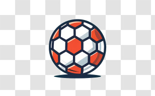 Football - Soccer Ball With Red Pattern Illustration Transparent PNG