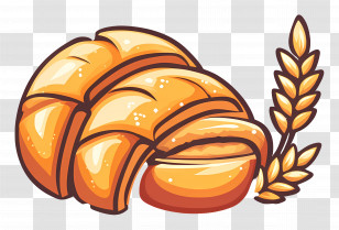 Wheat And Bread - Golden Croissant With Wheat Illustration Transparent PNG