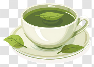 Green Tea - Green Tea Cup With Leaves Illustration Transparent PNG