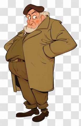 Old Man - Grumpy Old Man In Coat Transparent PNG