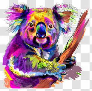 Koala Bear - Colorful Cartoon Koala Transparent PNG