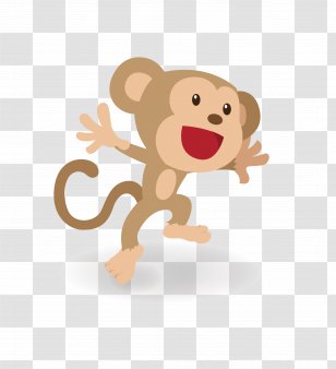 Macaque Monkey Animation - Watercolor - Cute Cartoon Pattern Transparent PNG