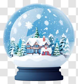 Snow Globe - Snow Globe Featuring Snowy House And Winter Landscape Transparent PNG