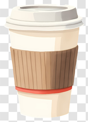 Paper Cup - Takeaway Coffee Cup With Brown Sleeve Transparent PNG