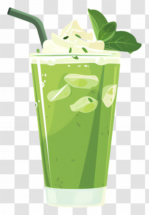 Green Tea Drink - Refreshing Green Iced Drink With Mint Leaves Transparent PNG