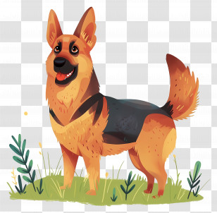 Dog German Shepherd - Cheerful Cartoon German Shepherd Dog Transparent PNG