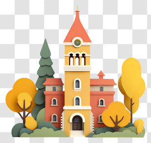 University Of Colorado Boulder - Cartoon Building With Trees Illustration Transparent PNG