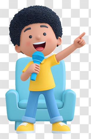 Cheerful Child Singing - Boy Singing With Microphone Transparent PNG