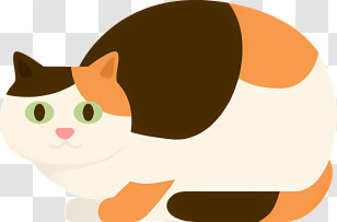 Cat - Crouching Calico Cat Illustration Transparent PNG