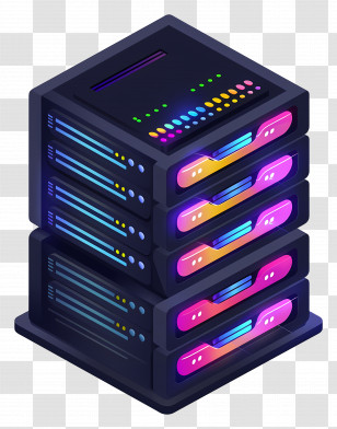 Digital Data - Stacked Server Illustration Transparent PNG