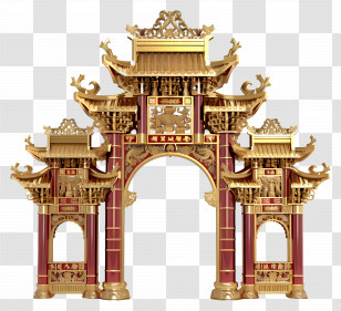 Temple Gate - Traditional Chinese Archway Transparent PNG