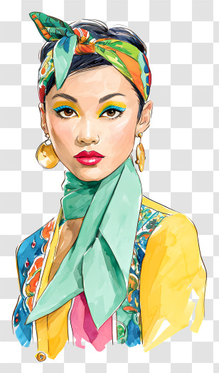 Fashion Model - Fashionable Woman Portrait Illustration Transparent PNG