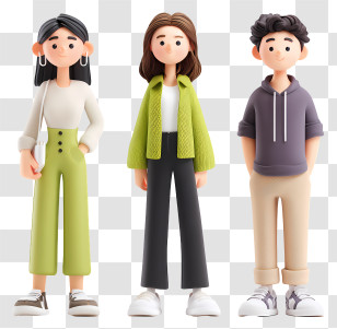 Young People - Cartoon People In Casual Outfits Transparent PNG