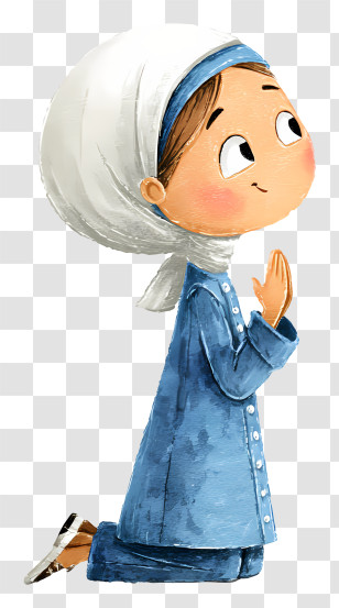 Muslim Woman Praying Namaz - Praying Child In Blue Outfit Transparent PNG