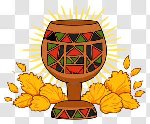 Kwanzaa Unity Cup - Harvest Chalice With Autumn Leaves Transparent PNG