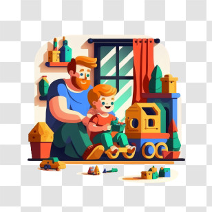 Father And Son
 - Father And Child Playing With Toys Transparent PNG