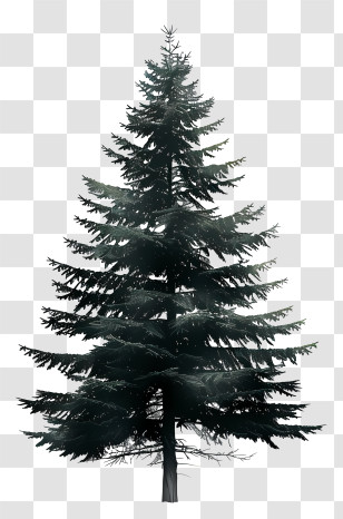 Fir Tree - Dark Pine Tree Illustration With Depth Transparent PNG