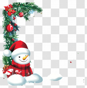 Christmas Border - Snowman With Christmas Decorations Transparent PNG