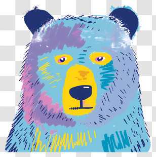 Blue Bear - Colorful Bear Cartoon Illustration Transparent PNG