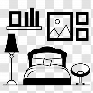 Sleeping Room - Stylish Black And White Bedroom Transparent PNG