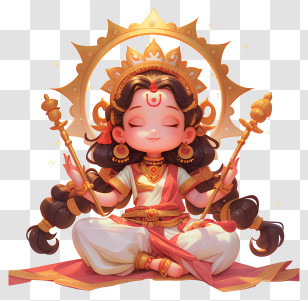 Maha Navami - Meditating Deity Figurine With Divine Aura Transparent PNG