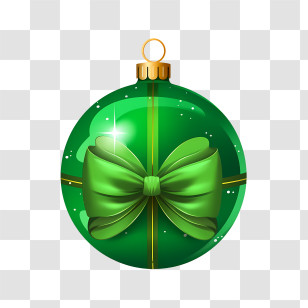 Christmas Ball - Green Christmas Ornament With Bow Transparent PNG