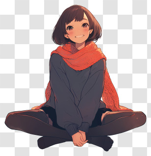 Girl With Wool Scarf - Smiling Girl In Red Scarf Transparent PNG