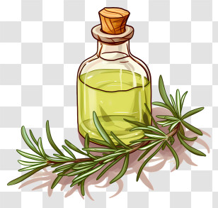 Glass Bottle - Glass Bottle Of Herbal Essential Oil And Rosemary Transparent PNG