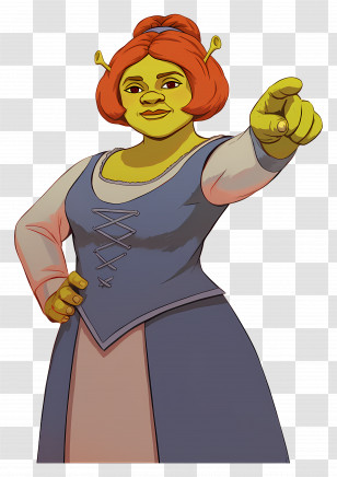 Princess Fiona - Green Character Pointing Illustration Transparent PNG