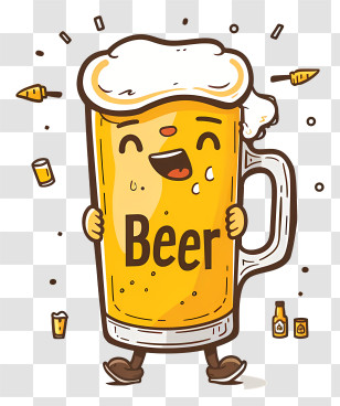 Beer Day - Cheerful Beer Mug Cartoon Transparent PNG