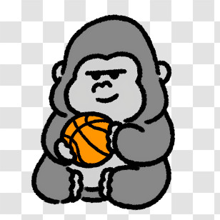 Cartoon Gorilla - Gorilla Holding A Basketball Transparent PNG