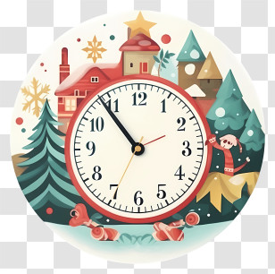 Snowy Landscape - Christmas Themed Clock Transparent PNG