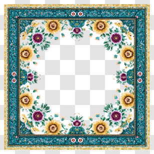 Islamic Border Frame - Colorful Square Floral Border Transparent PNG