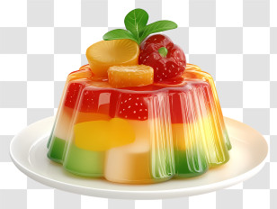 Gelatin Dessert - Colorful Fruit Jelly Dessert Transparent PNG