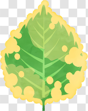 Icon - Green Leaf With Yellow Edges Transparent PNG
