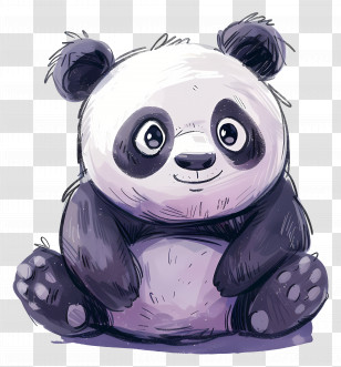 Cartoon Panda Sitting - Cute Cartoon Panda Sitting With Adorable Expression Transparent PNG