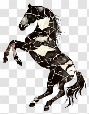 Rearing Horse Silhouette - Mosaic Rearing Horse Transparent PNG